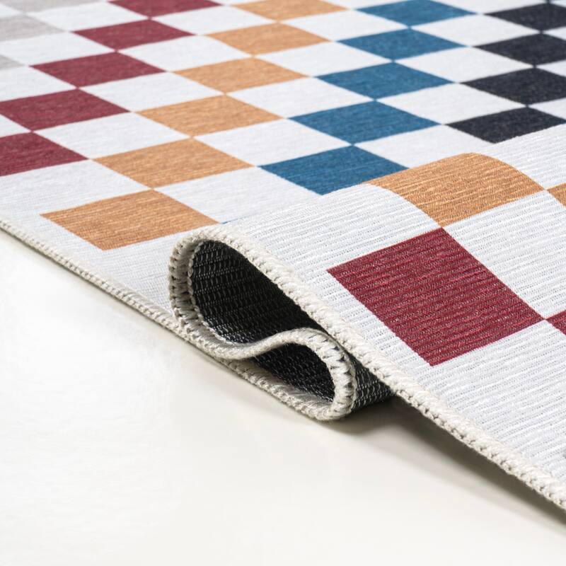JONATHAN Y Kassia Modern Cottage Checkerboard Washable Area Rug
