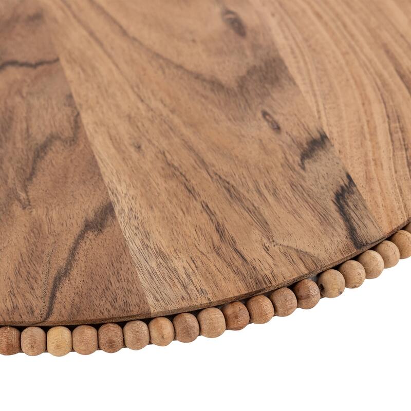 Acacia Wood Beaded Plate 15.75"Dia