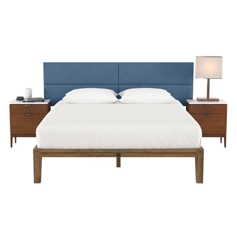 Jaxx Panelist Modern Padded Headboard - Set of 4 Wall Mounted Panels - Petrol Blue - King