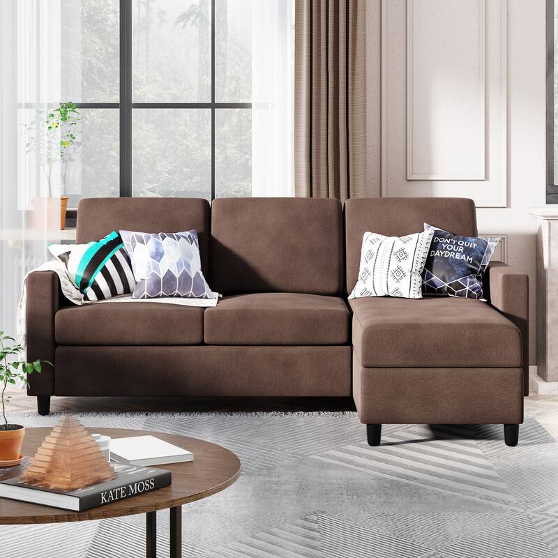 Futzca Modern L-shaped Convertible Sectional Sofa w/ Reversible Chaise