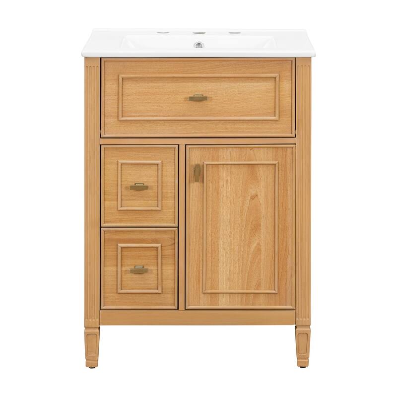 24-Inch Bathroom Vanity with Sink, Solid Wood and MDF Cabinet