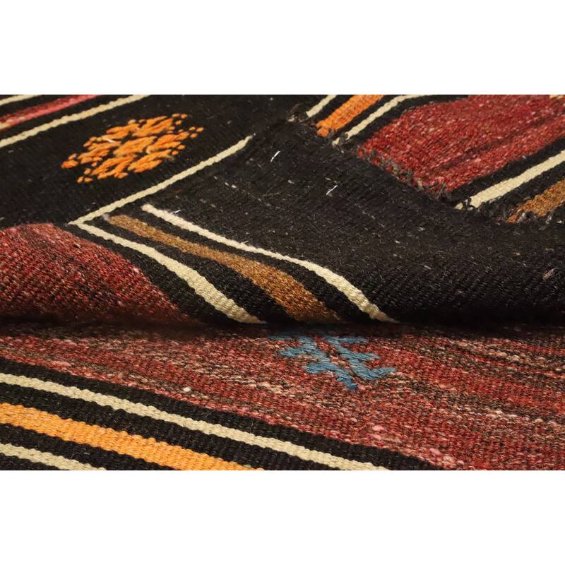 Hand Woven Oriental 100% Wool Carpet Southwestern Tribal Multi-Colored Kilim Runner Rug - 12' 5'' X 4' 3''