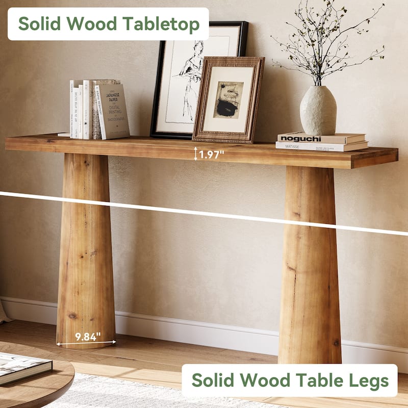 63-Inch Solid Wood Console Table, Long Farmhouse Entryway Table