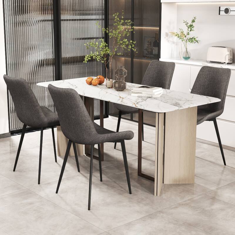 Gymax Dining Chair Set of 4 w/ Metal Legs Padded Seats & Backs for
