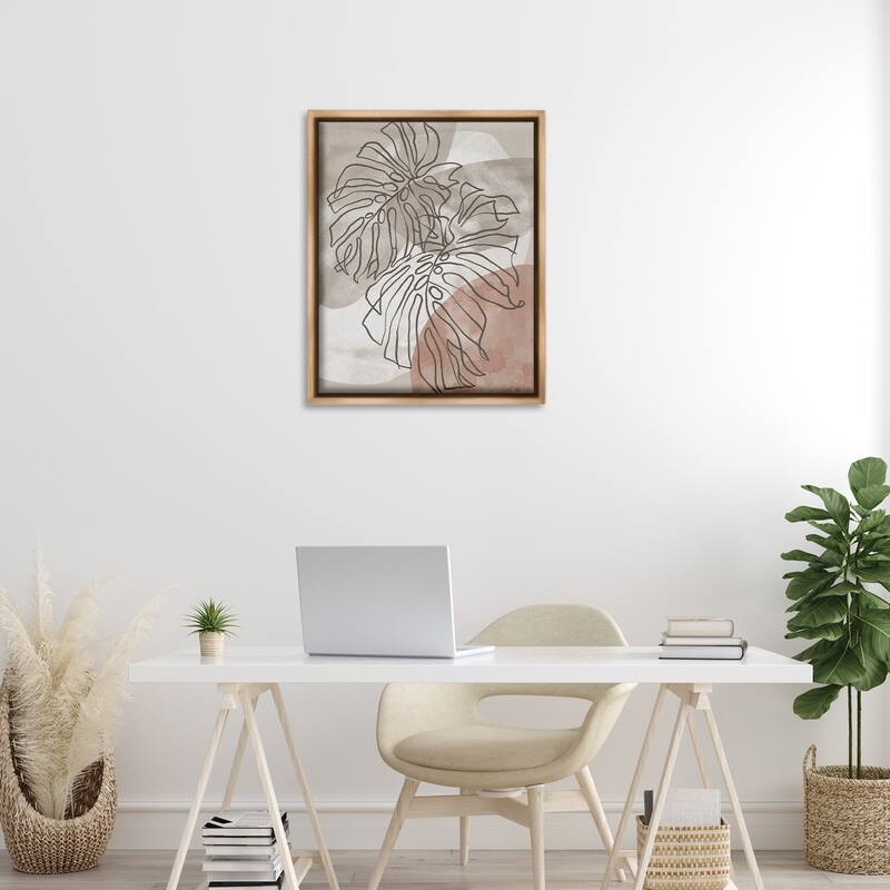 Stupell Leaf Outlines in Earth Tones Framed Floater Canvas Wall Art Design By Cat Thurman Designs