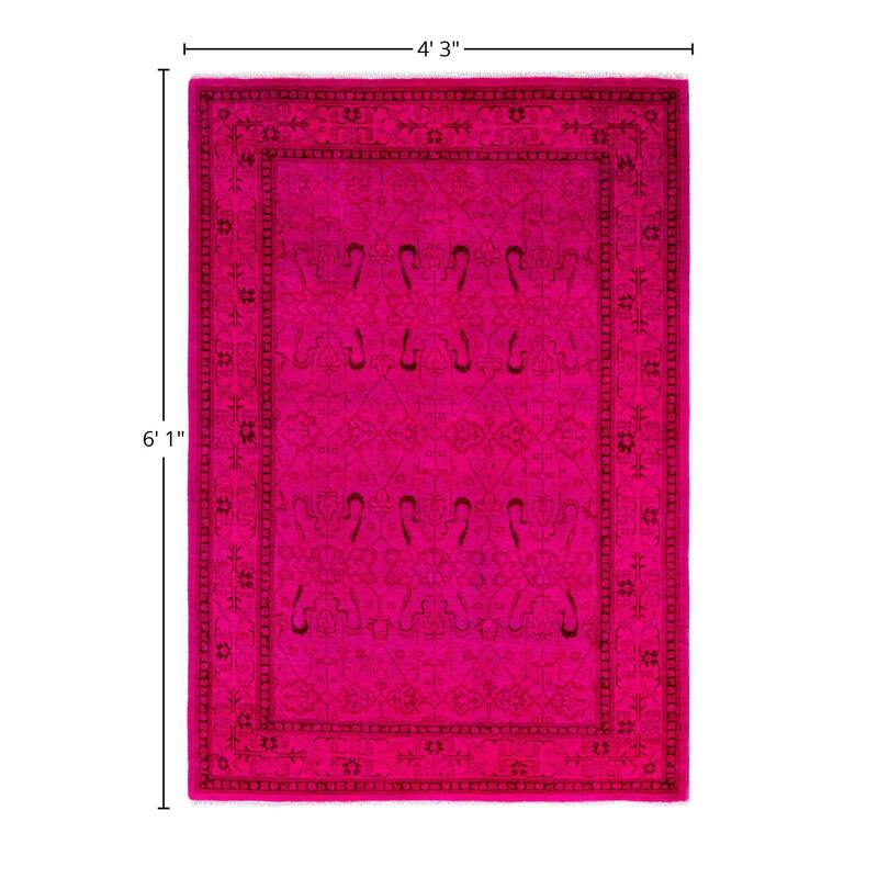 Overdyed One-of-a-Kind Hand-Knotted Area Rug - Pink - 4' 3" x 6' 1"