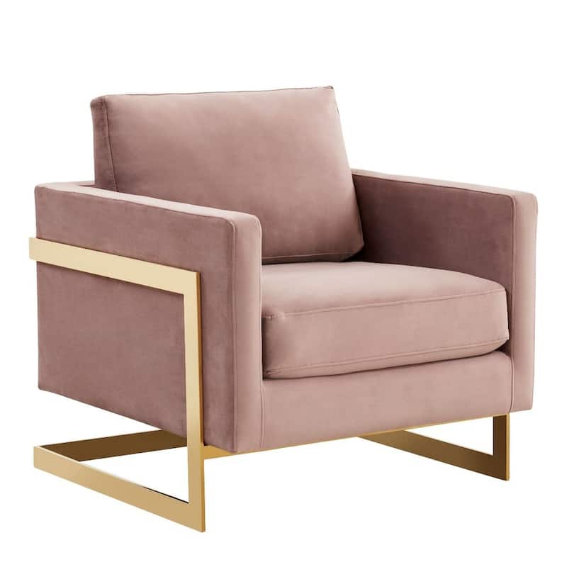 Lincoln Modern Velvet Upholstered Accent Designer Lounge Chair with Gold Frame for Living Room, Bedroom and Home Office - 34"