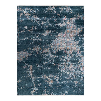 Ikat One-of-a-Kind Hand-Knotted Area Rug, Blue - 9' 2" x 12' 1"