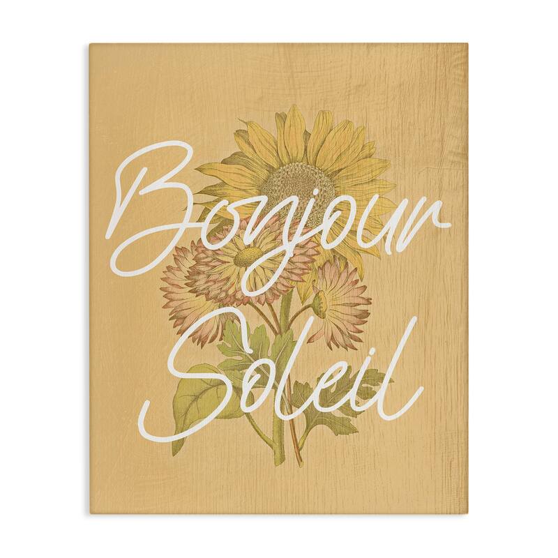 Stupell Hello Sunshine French Phrase Canvas Wall Art Design By Lil' Rue - 36 x 48