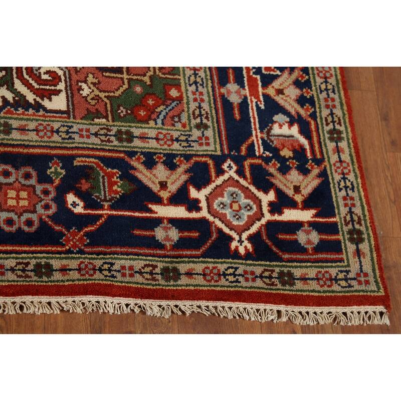 Heriz Serapi Indian Area Rug Hand-Knotted Wool Carpet - 7'9"x 9'8"