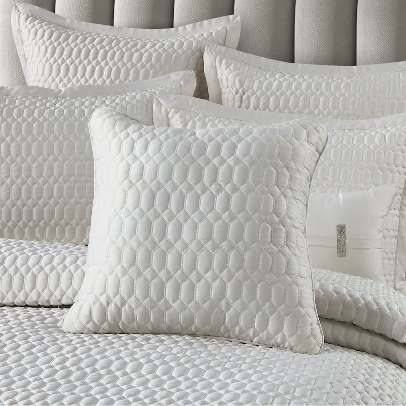 Brilliance 20" Square Quilted Decorative Throw Pillow - Polyester - Ivory - Accent