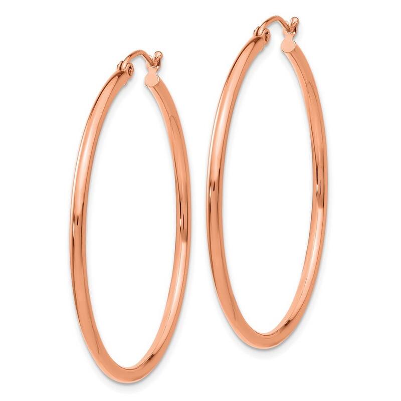 Curata 14k Rose Gold Polished Hoop Earrings - 40x40mm