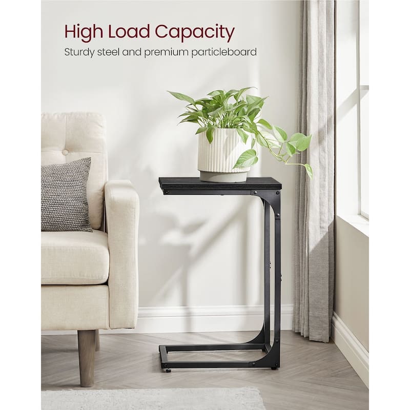 Steel Particleboard C Shaped Side Tables Set of 2 Slim Design for Small Spaces - 15.7" x 11.8" x 24.4"
