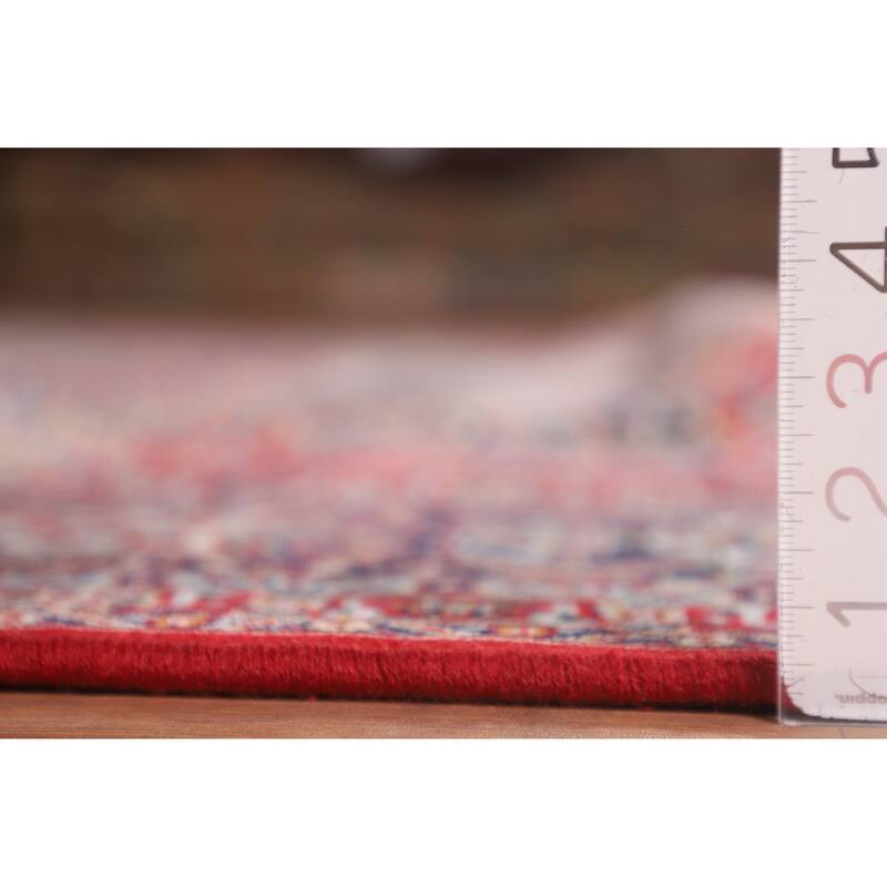 Red Floral Kashan Turkish Rug Machine-Made Bedroom Carpet - 9'7" x 12'9"