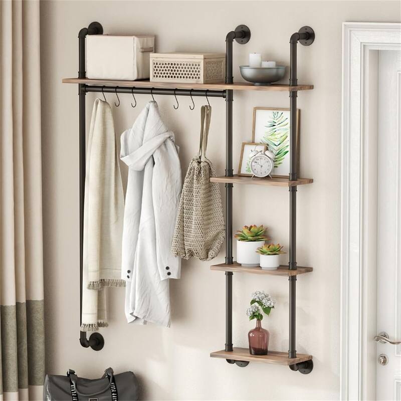 5 Tier Heavy Duty Garment Rack - 7.9"D x 37.3"W x 56.3"H - black - 7.9"D x 37.3"W x 56.3"H