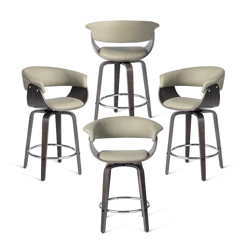 Glitzhome Set of 2 or 4 Modern Counter & Bar Height Wooden Swivel Bar Stools