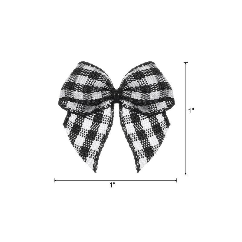 80Pcs Mini Gingham Ribbon Bow 1" Checkered Ribbon Bows - Black White
