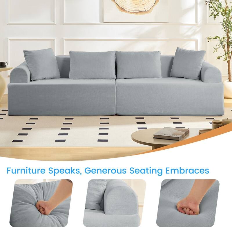 104" Curved Modular Sectional Sofa in Chenille Fabric Modern Minimalist Design Compressed No Assembly Required