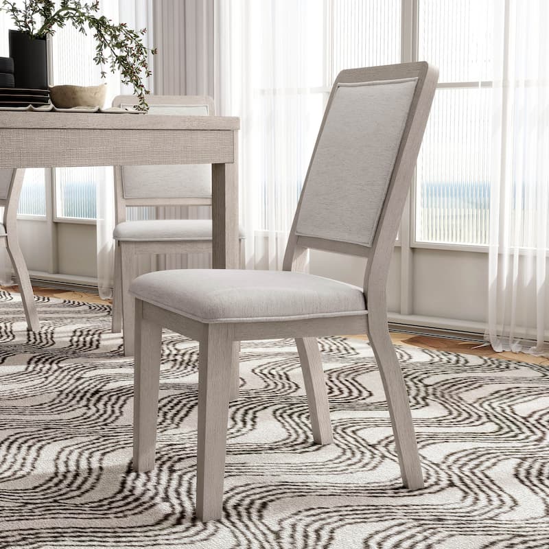 Furniture of America Billet Modern Natural Oak Wood Upholstered Side Chair (Set of 2)