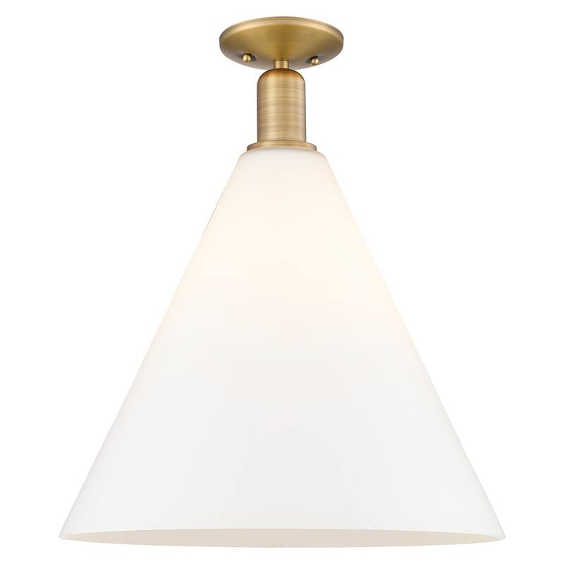 Innovations Lighting Endless Possibilities Arcadia - Berkshire Glass - 1 Light 16" Semi-Flush Mount - Brushed Brass/Matte White