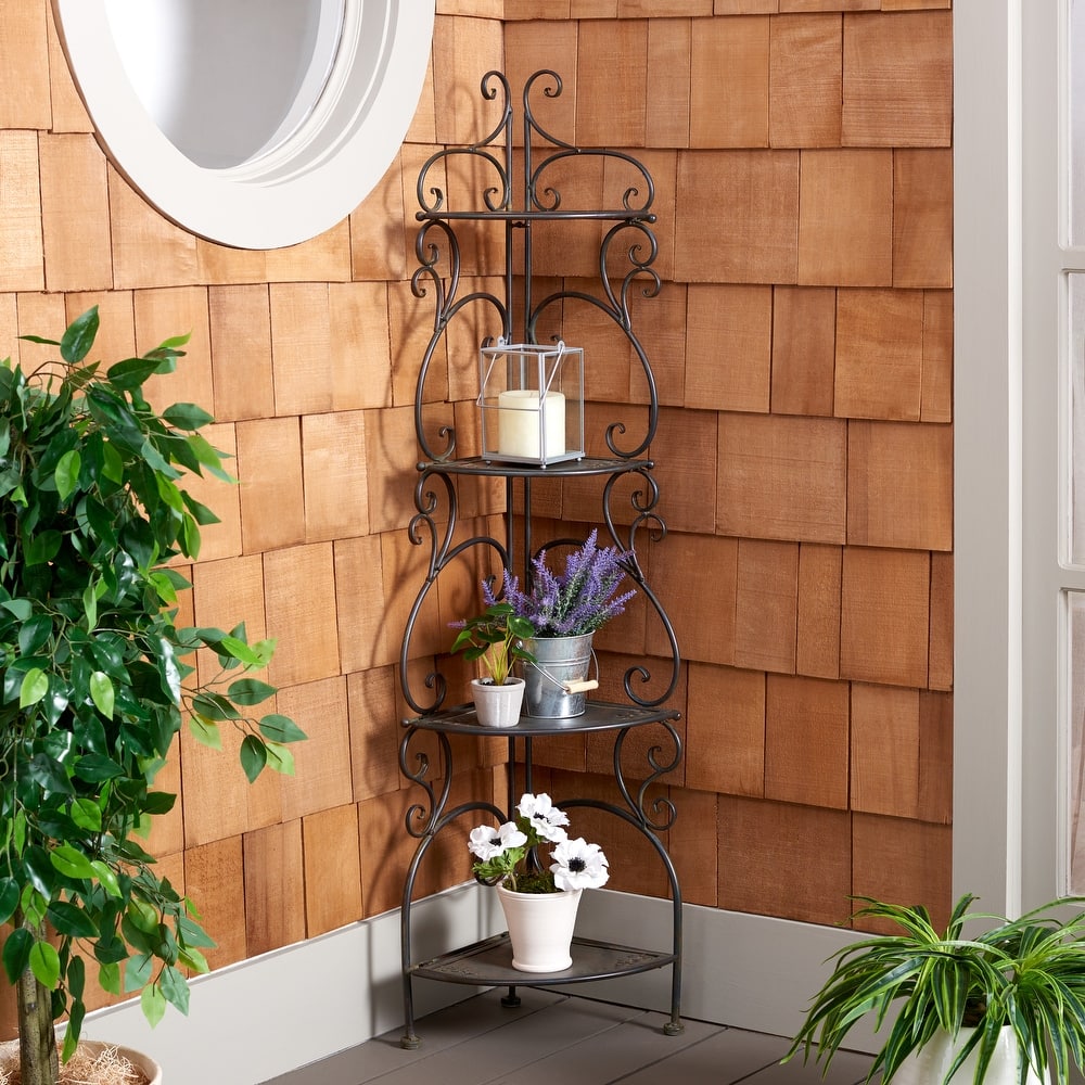 SAFAVIEH Outdoor Cielo 60" 4-Tier Corner Shelf - 13" W x 13" D x 60" H - 13Wx13Dx60H