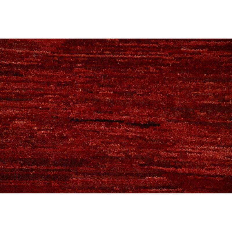 Hand Knotted Oriental 100% Wool Carpet Modern Stripe Red Moroccan Area Rug - 6' 4'' X 5' 2''