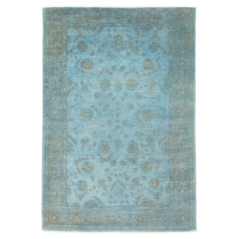 ECARPETGALLERY Hand-knotted Vibrance Teal Wool Rug - 5'6 x 8'2 - Teal - 5'6 x 8'2