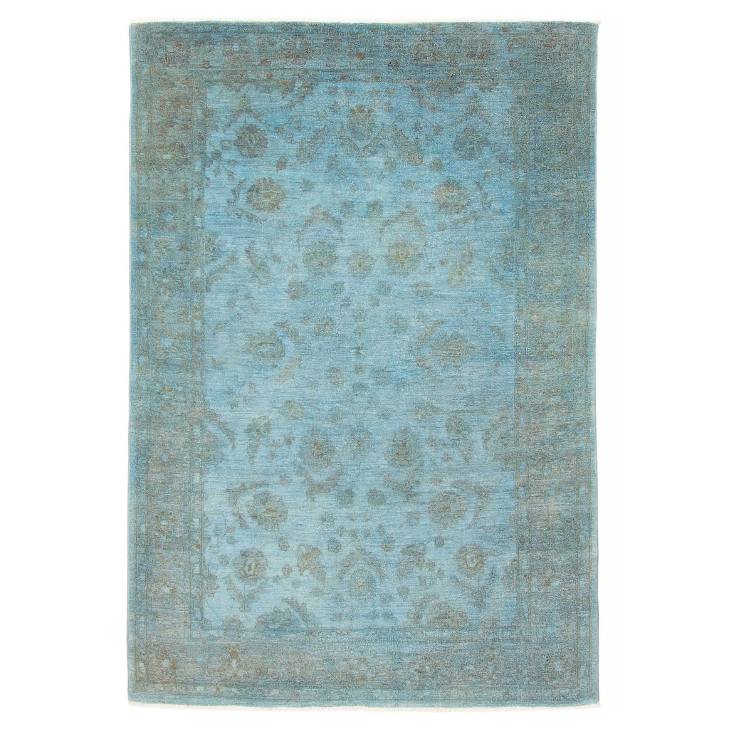 ECARPETGALLERY Hand-knotted Vibrance Teal Wool Rug - 5'6 x 8'2
