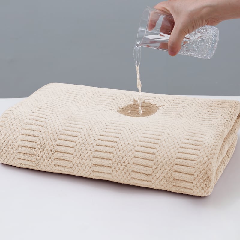 2 Pack Premium Jacquard Fleece Bath Towel, Velvet Highly Absorbent Towels 30"x60"