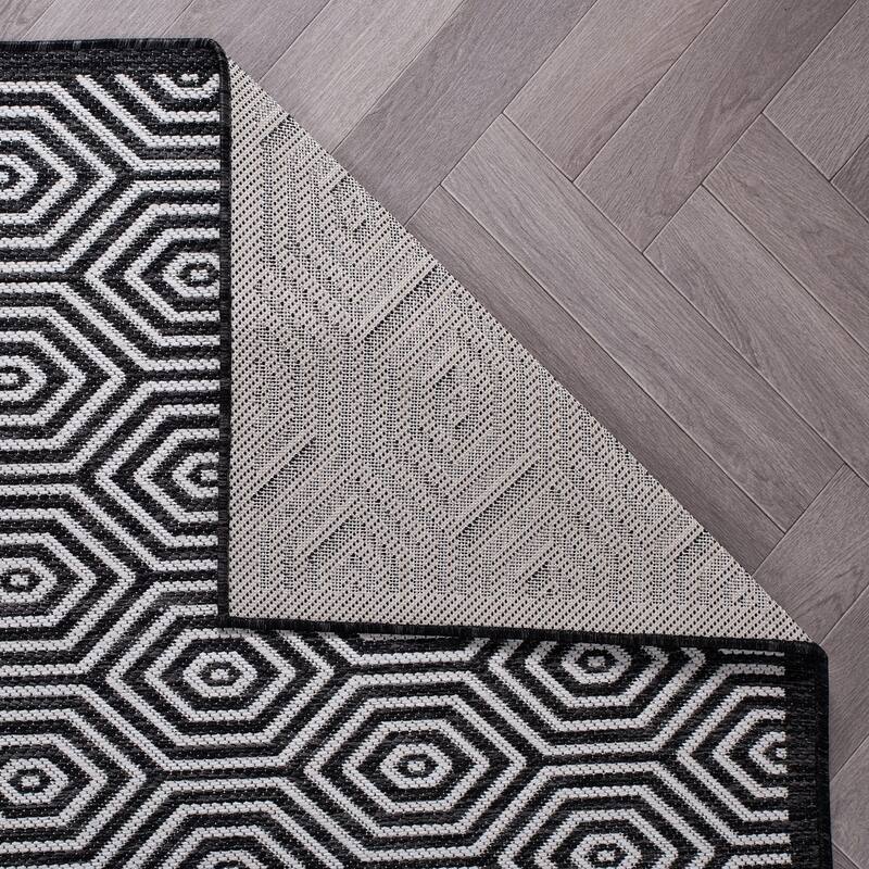 World Rug Gallery Modern Geometric Textured Flat Weave Indoor/Outdoor Area Rug