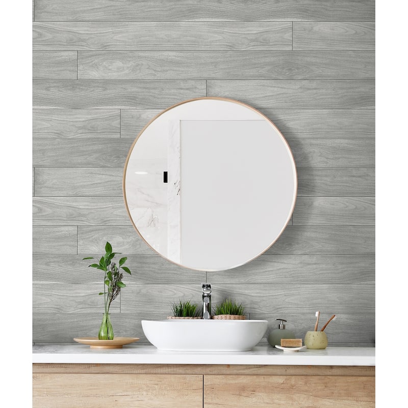 NextWall Teak Plank Peel and Stick Unpasted Wallpaper
