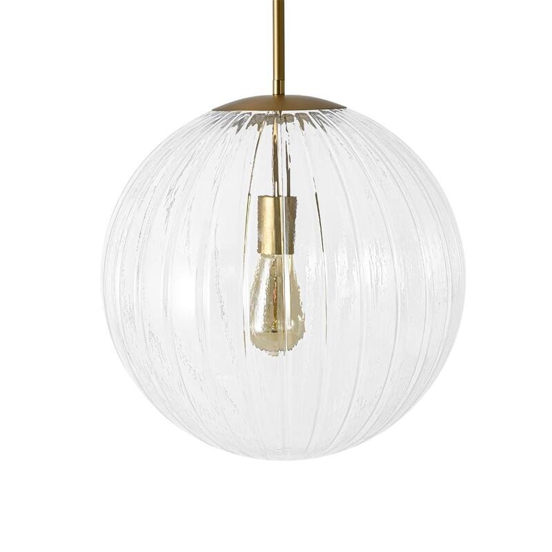 Modern Chic 1-Light Dimmable Striped Glass Sphere Pendant - 15.0 in