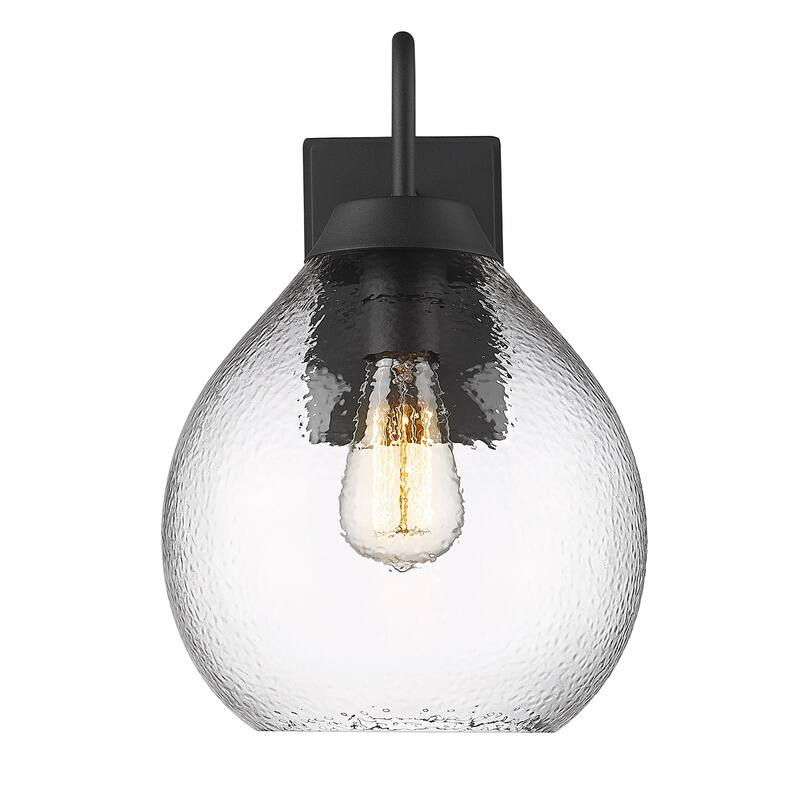 Ariella 1 Light Outdoor Wall Light - Hammered Clear Glass/Natural Black