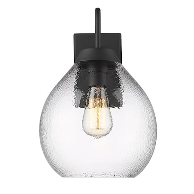 Ariella 1 Light Outdoor Wall Light - Hammered Clear Glass/Natural Black