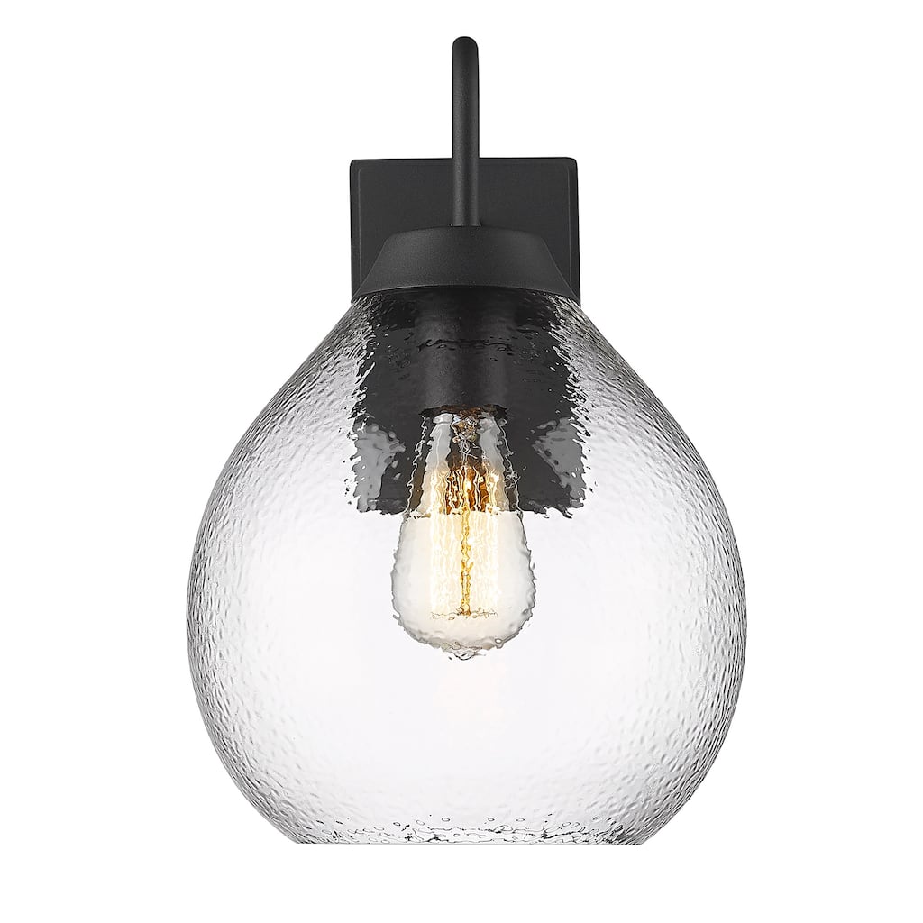 Ariella 1 Light Outdoor Wall Light - Hammered Clear Glass/Natural Black