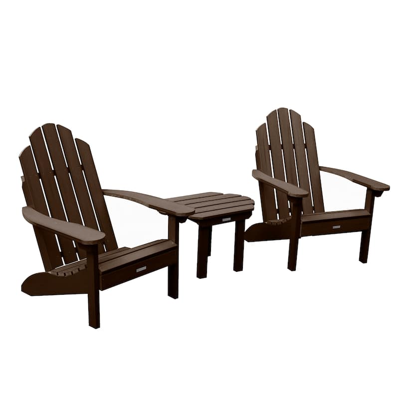 2 Classic Westport Adirondack Chairs and Side Table - Weathered Acorn