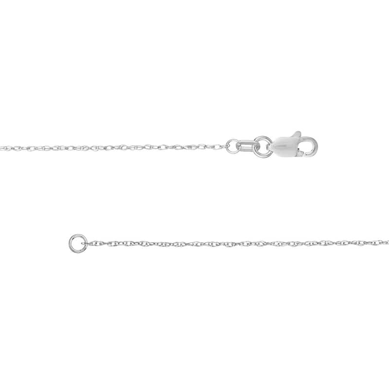 Curata 10k White Gold 0.85mm Light Weight Rope Chain Necklace (Lobster)