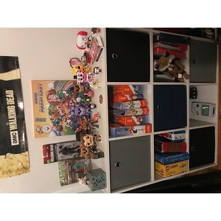 Simple Living 'Jolie' White Bookcase with Five Fabric Bins - 29.5"h x 35.5"w x 10.75"d