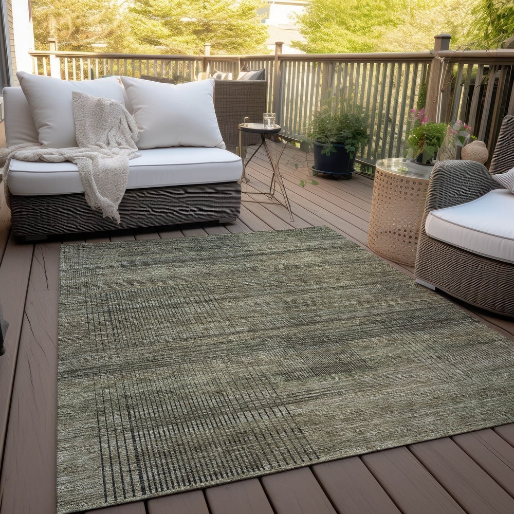 Machine Washable Indoor/ Outdoor Chantille Contemporary Imprints Rug