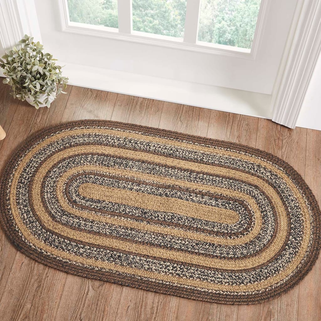 Espresso Jute Rug Oval w/ Pad 27x48 - 27" x 48" Oval