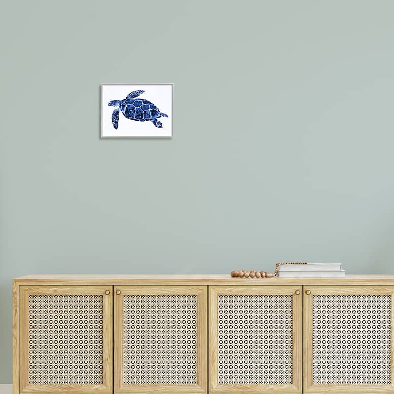 Stupell Blue Speckled Sea Turtle Marine Animal Illustration Framed Wall Art, Design by Patti Mann