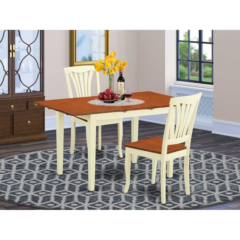 Kitchen Table Set for 4 - Dining Table with Chairs - Small Space Table Set - Buttermilk & Cherry Finish
