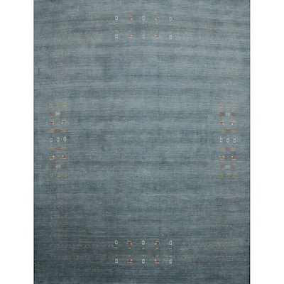 Hand Knotted Oriental 100% Wool Carpet Tribal Animal Pictorial Navy Blue & Blues Gabbeh Area Rug - 9' 10'' X 9' 11''