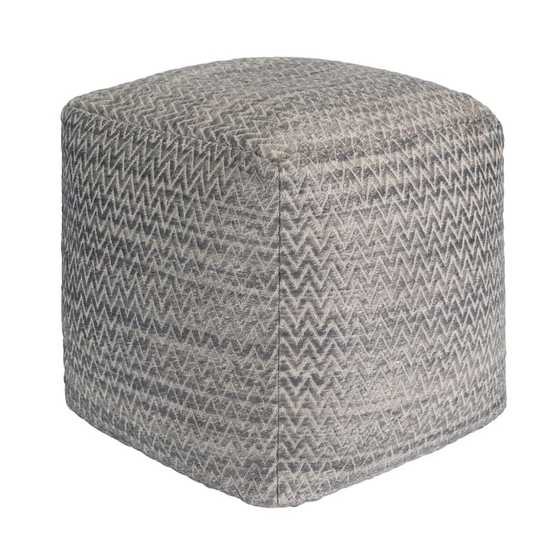 Pasargad Home Galaxy Zig-Zag Pouf Ottoman - Grey