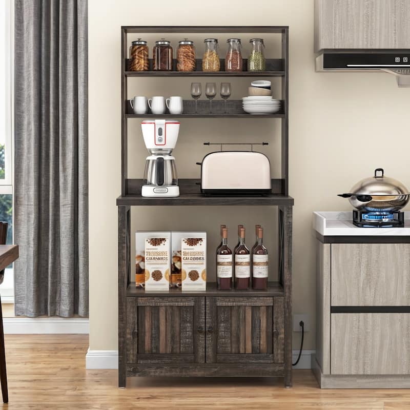 Moasis 5 Tier Kitchen Bakers Rack with Storage Shelves Microwave Oven Stand Kitchen Shelf Organizer