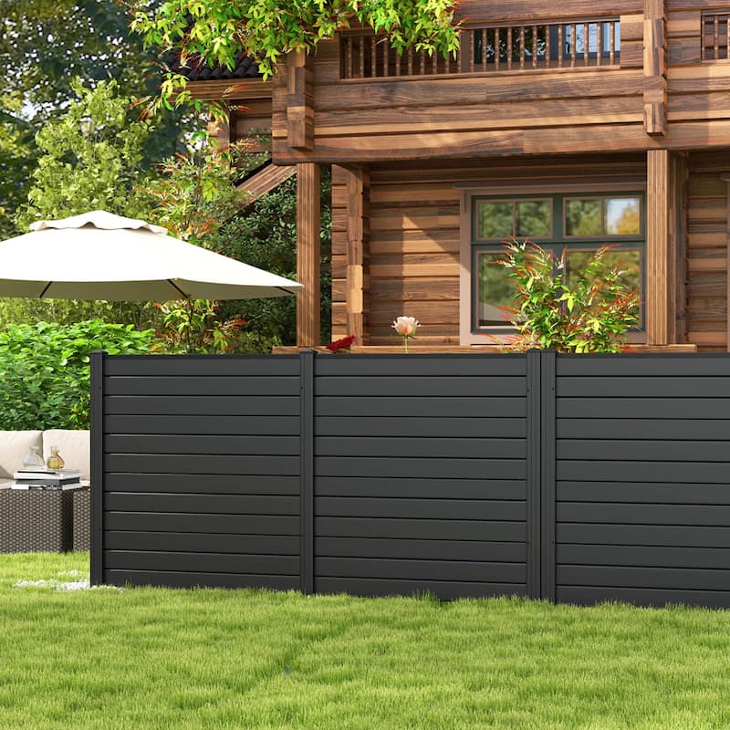 Costway Outdoor 48"L x 48"H PVC Privacy Fence Panels with Metal Ground - See Details
