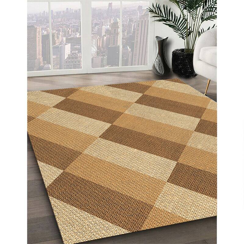 Ahgly Company Machine Washable Transitional Yellow Orange Area Rugs
