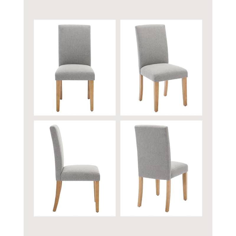 Modern Fabric Dining Chairs Set of 2 – Upholstered Curved Backrest, Wood Legs & 265lb Capacity, for Kitchen/Dining Room - Gray - Linen