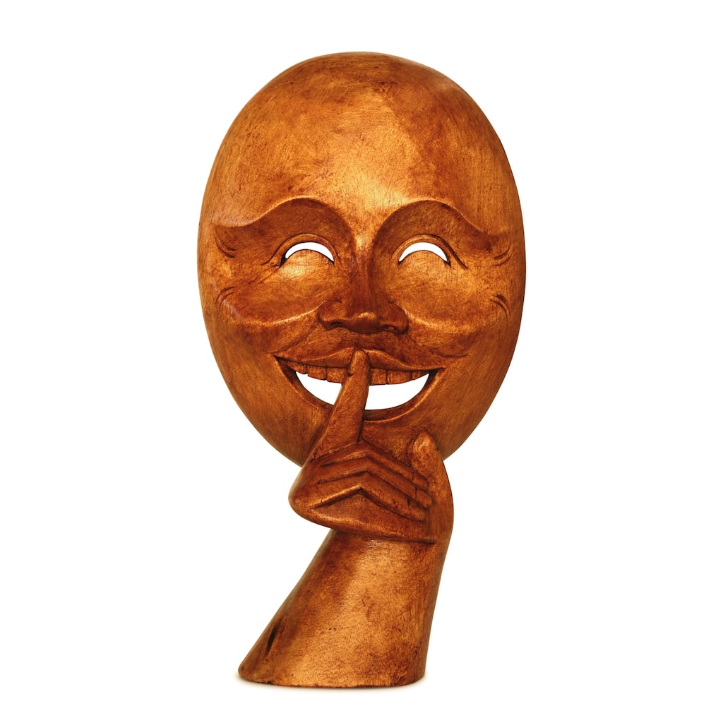 Wooden Handmade Abstract Mask Sculpture "Silent Man" Handcrafted Figurine Decor Hand Carved Statue