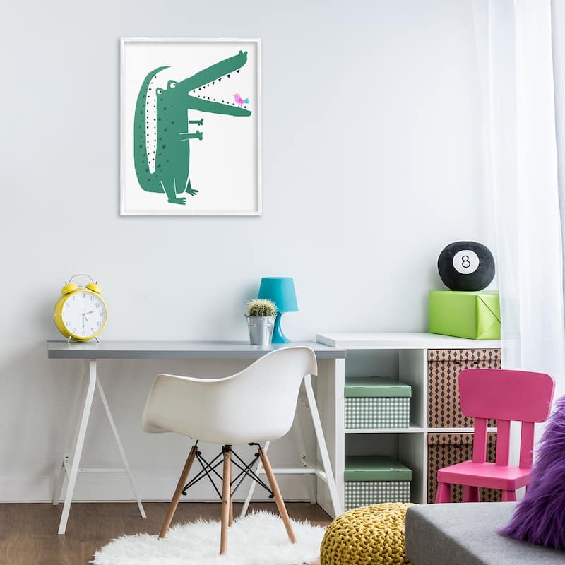 Stupell Alligator & Bird Friends Framed Giclee Art Design By Carla Daly